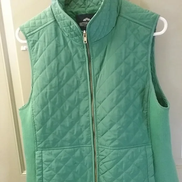 British Khaki Green Quilted Vintage Vest - Picture 4 of 7
